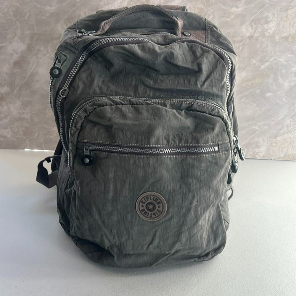 Kipling Gray Large Full Size Backpack Multiple Co… - image 1